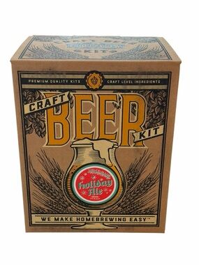 Craft Beer Kit Holiday Ale - Brown & Yellow Rustic Packaging- NWT!